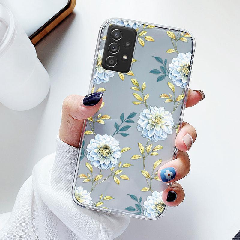 Чехол для телефона Samsung A52s A52 Цветочный силиконовый чехол для Samsung Galaxy A52 Fundas Coque Прозрачный мягкий Capas Цветочный TPU