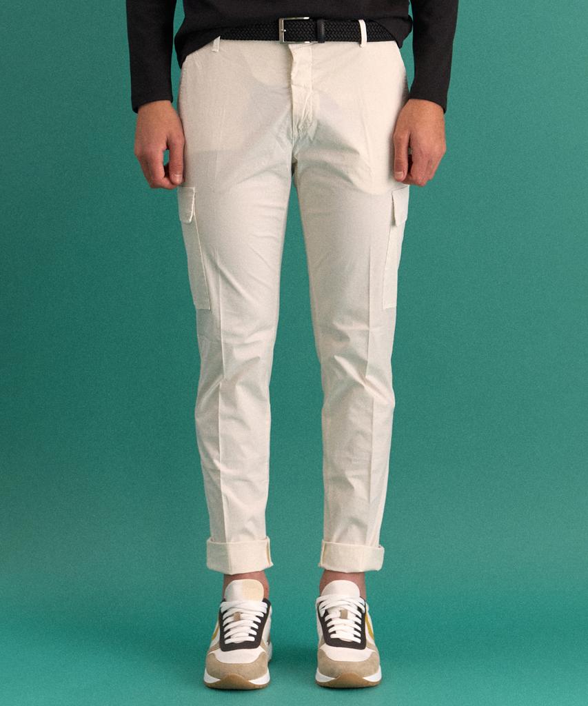 PANICALE White Slim Fit Cotton Cargo Pants