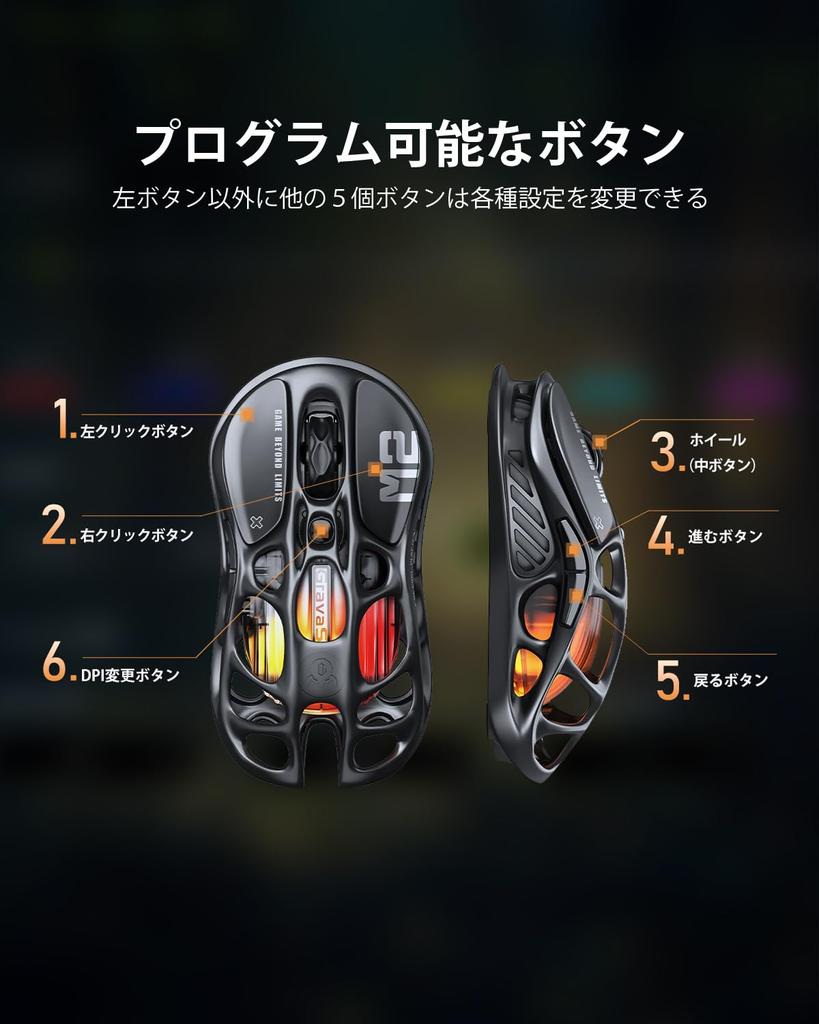 GravaStar Gaming Mouse Wireless Wired Lightweight PAW3395 Sensor 26000DPI 1K Polling Rate Low Latency Wired Rechargeable Glowing RGB Lightweight 79g