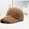 Women Winter Baseball Hat Lambswool Solid Color Long Brim Thermal Insulation Decorative Outdoor