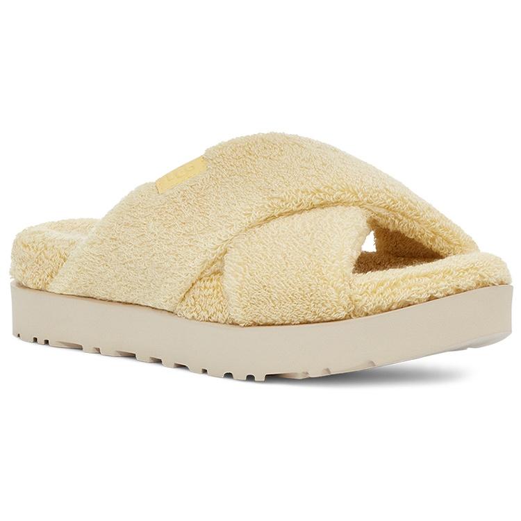 (WMNS) UGG Fluff Sugar Terry Cross Slide 'Yellow' Women's 1126385-BPDD