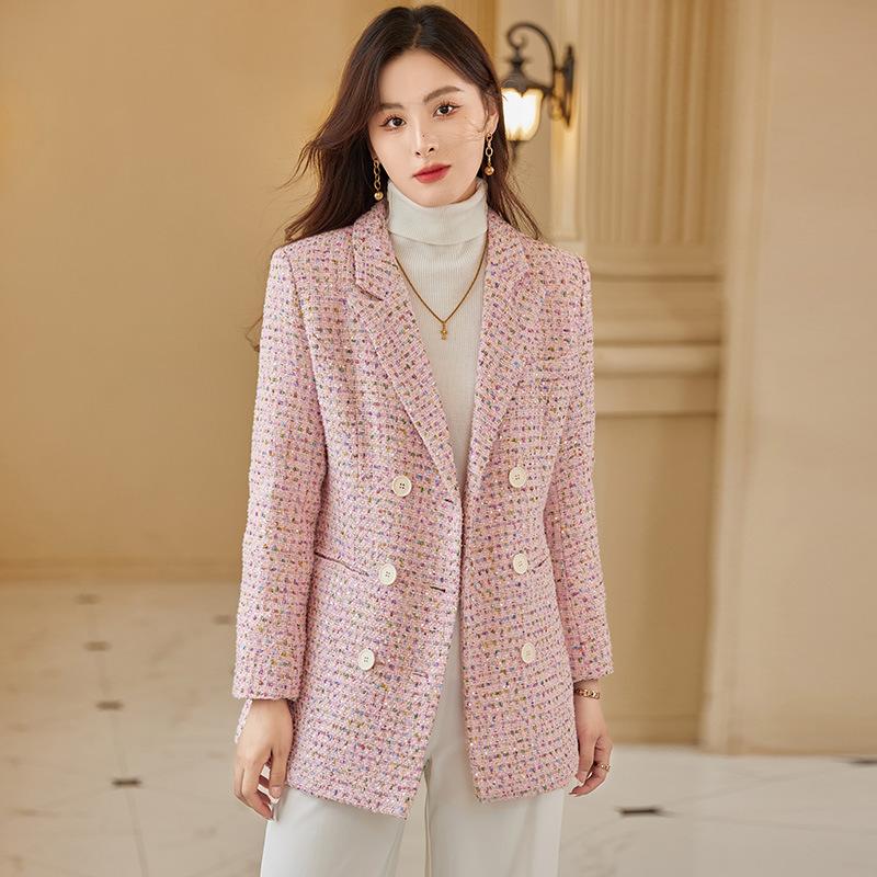 Women's Spring and Fall Small Perfume Suit Jacket Temperament Tweed Blouse