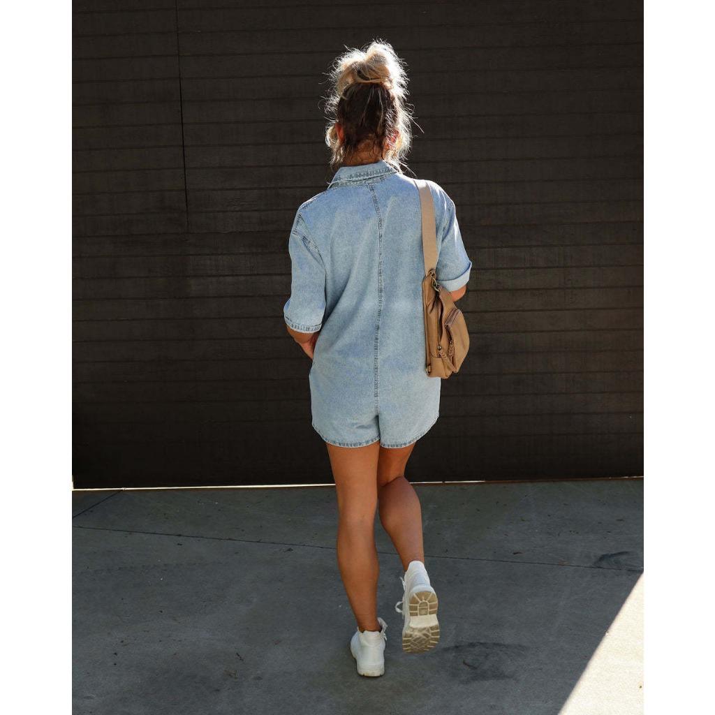 IHUASU Летняя уличная модница: рубашка с короткими рукавами, шорты и джинсовый комбинезон