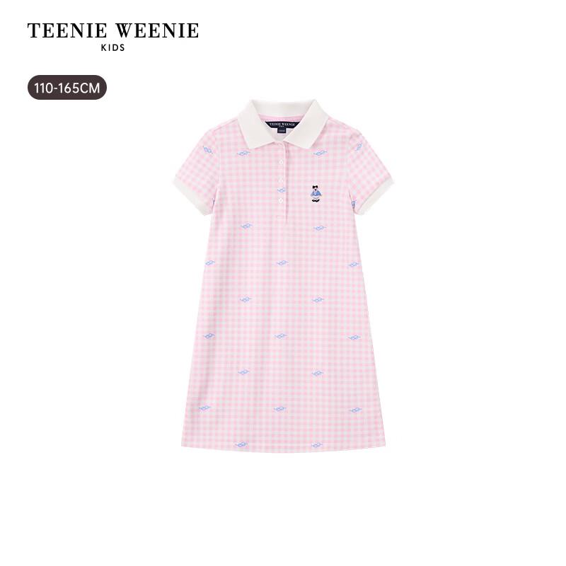Teenie Weenie Клетчатое платье-поло А-силуэта для девочки