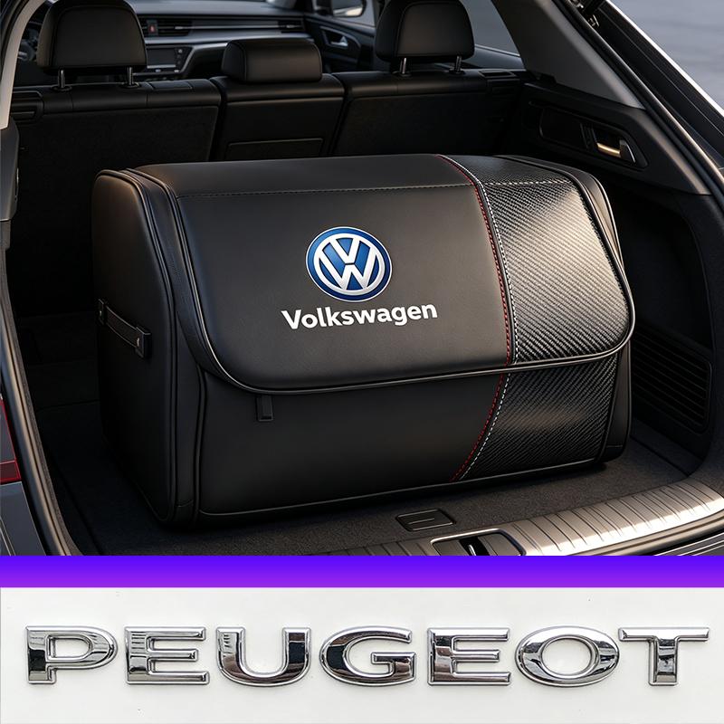 For Volkswagen FFG0Car Trunk Organizer Bins Zipper Style Foldable Storage Box Valve Cap For VW Golf Amarok T5 Phaeton Teramont ID3 Tiguan T-Cross