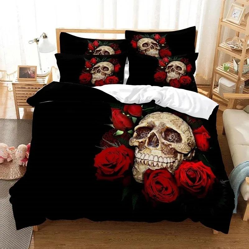 Comforter Red Rose Bedding Set Quilt Pillow Case 3D Hd Double Full King Queen Twin Single Polyester Comforter