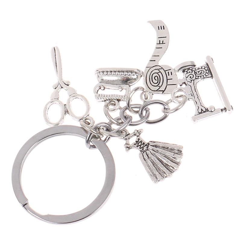Брелок для швейной машины, портной брелок для ключей, железная рулетка, ножницы, брелок
