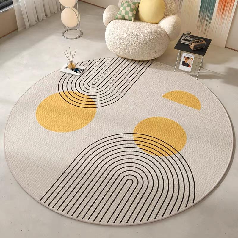 Crystal Pile Light Luxury Carpet Round Living Room Tea Table Rug Scandinavian Study Room Decorative Floor Mat