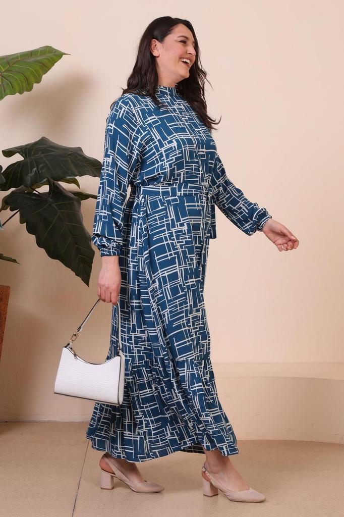 Женское платье большого размера с великолепным воротником, платье больших размеров, хиджаб, плиссированное и плиссированное платье из вискозной ткани