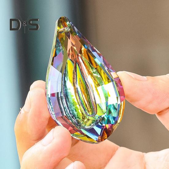 Faux Crystal Prism Sun Catcher Decoration Indoor Outdoor Garden Window Hanging Rainbow Maker Clear Waterdrop Hanging Ornament Pendant