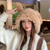 Женская осенне-зимняя теплая утолщенная защитная шапка для ушей из холодного бархата с плюшевым кроликом, вязаная шапка-бомбер, милая большая шапка Lei Feng
