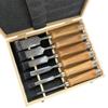[Brici] Woodworking Chisel Set - Wood Carving DIY Tools (6 Pieces, Large Keyaki Handle, B-Type)