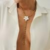 Metal Flower Necklace Drip Oil Women Long Necklace Creative Y-shaped Necklace Gift