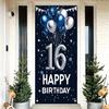 10th Birthday Door Cover Decoration 71 x 35 Inch Blue and Silver Balloon Banner for Tenth Birthday Party Supplies Happy 10 Years Old Photo Booth