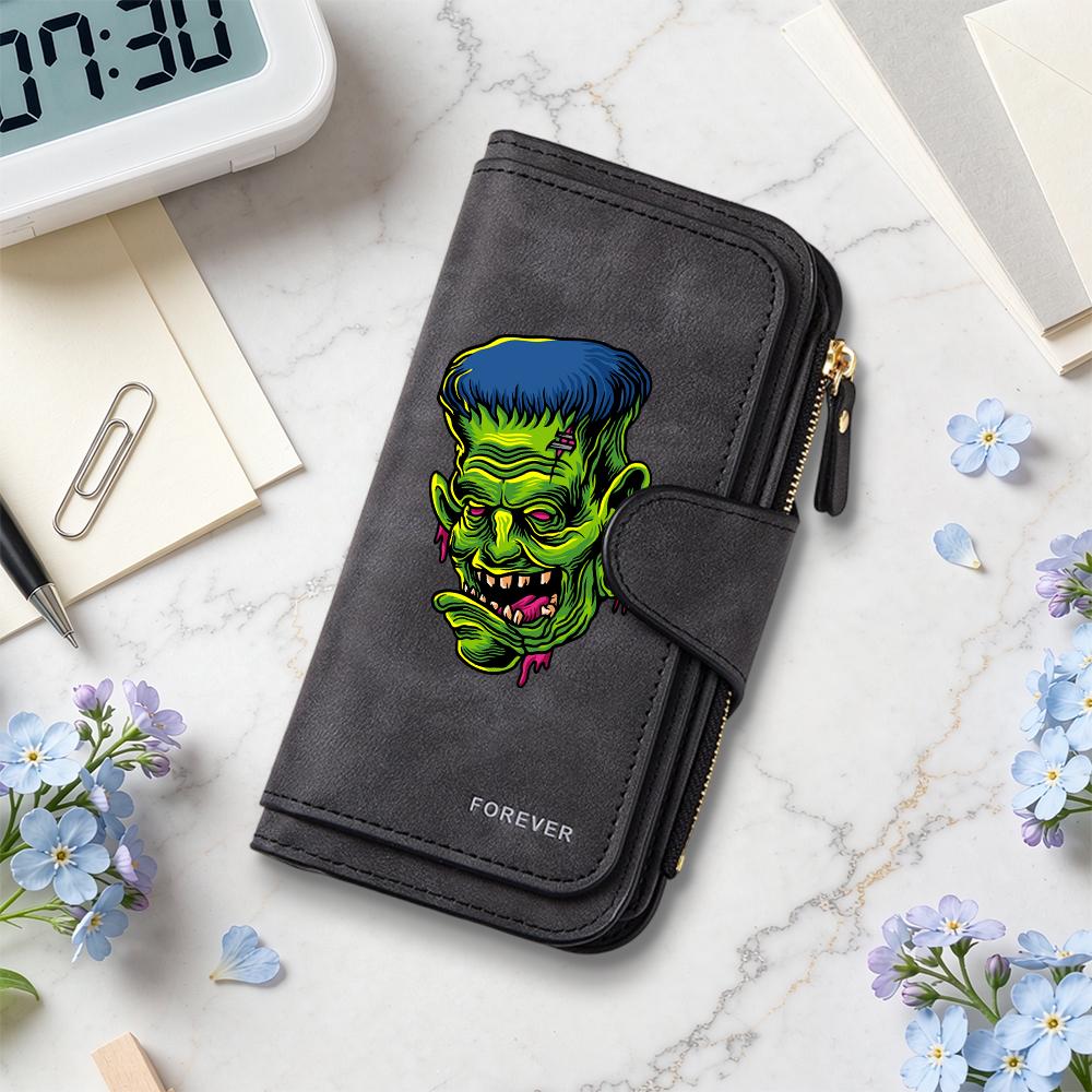 Gothic Frankenstein Print Long Wallet Fashion Multifunctional Portable Daily Card Holder Coin Purse