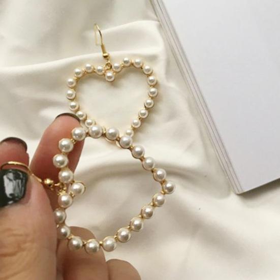 1 пара серег-крючков в форме сердца с подвеской из искусственного жемчуга, ювелирные изделия, изысканные висячие серьги