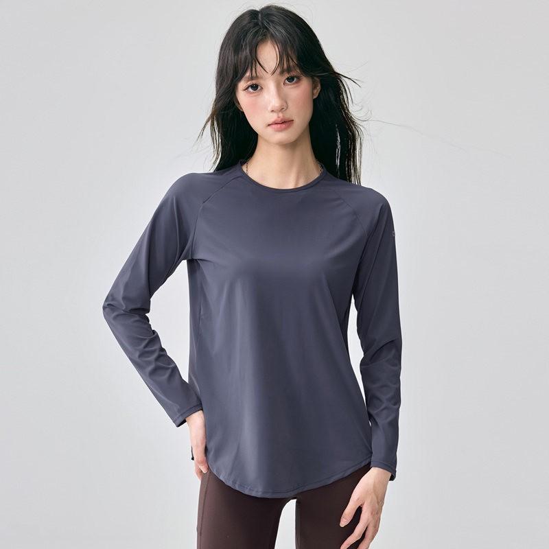 Womens Loose Long Sleeve Yoga Top Breathable Back Slit Activewear Winter Workout