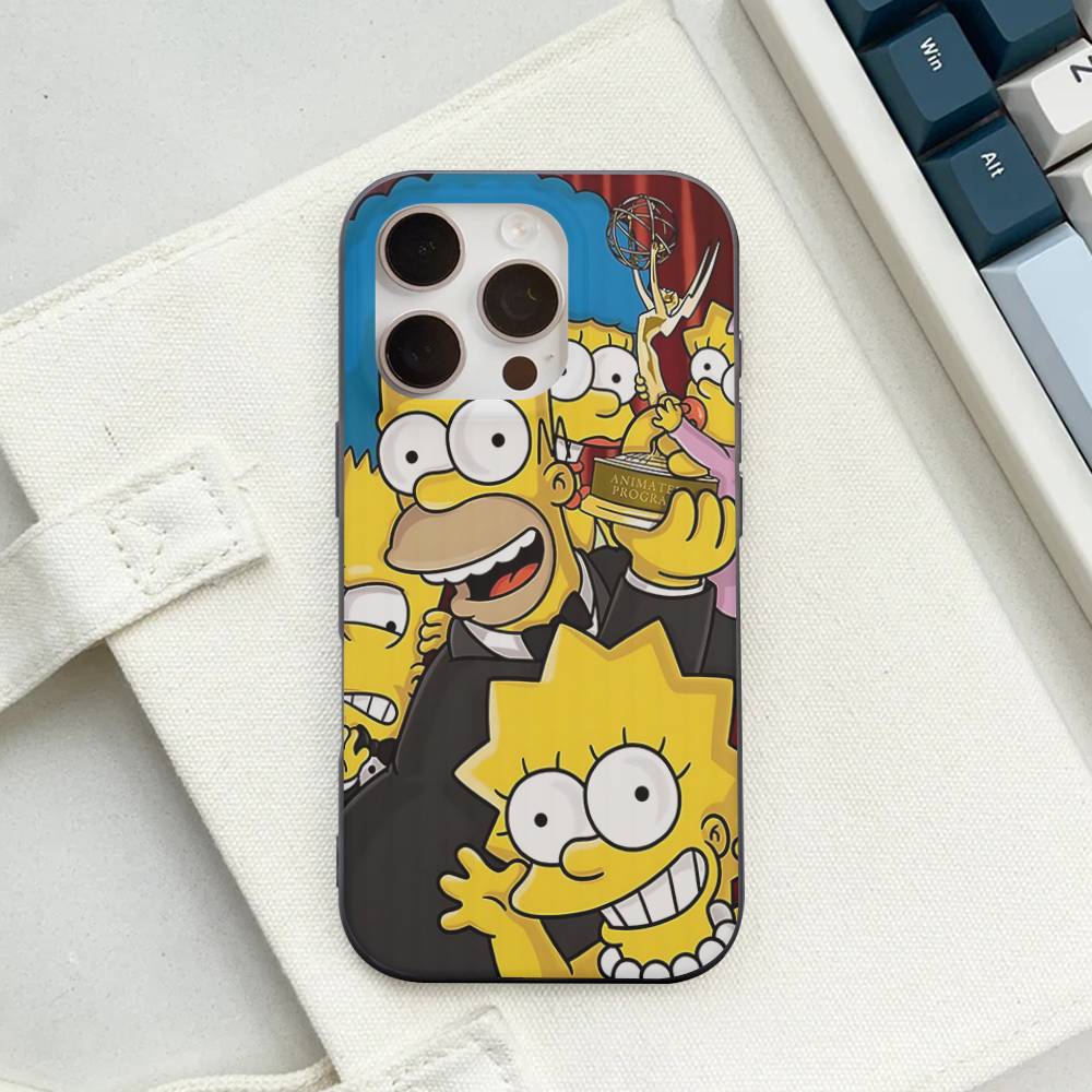 Смешной мультяшный S-Симпсоны для iPhone 16 15 14 13 12 11 17 Pro Max Plus Волновой гофрированный чехол для телефона Защитная крышка от падения