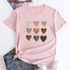 Women's Heart Print Crew Neck Loose Short Sleeve Sports Casual Top For Summer