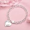 925 Sterling Silver Heart-shaped Pendant Bracelet Fashion Wedding Jewelry
