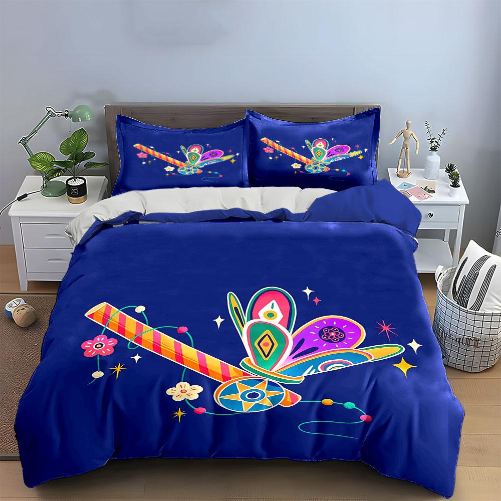 "Colorful Decorative Butterfly Set" Bedding Set with 1 Duvet Cover 2 Pillowcases Single Double King Queen, Gift