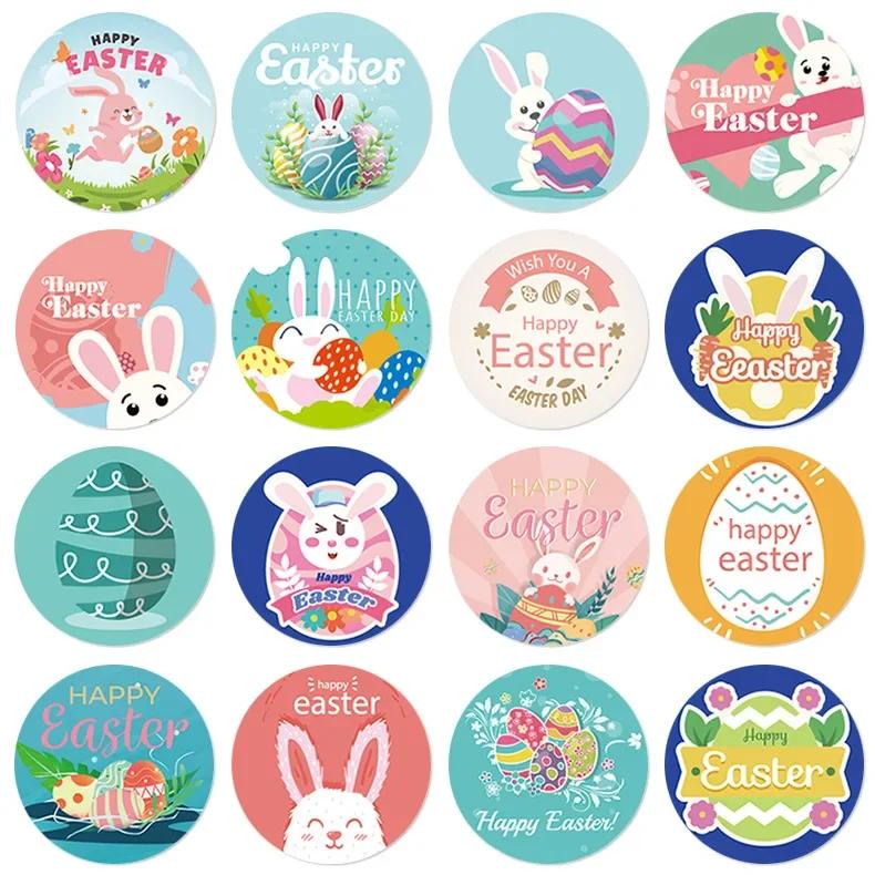 1inch 2.5cm Easter Cartoon Sticker Bunny Egg Decoration Roll Sticker Gift Sealing Happy Easter Day Holiday for small business