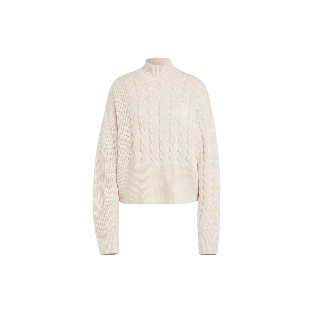 Adidas Оригинальный трилистник с однотонным логотипом, вязаный свитер с воротником и длинными рукавами, женские топы Off-White IC5221