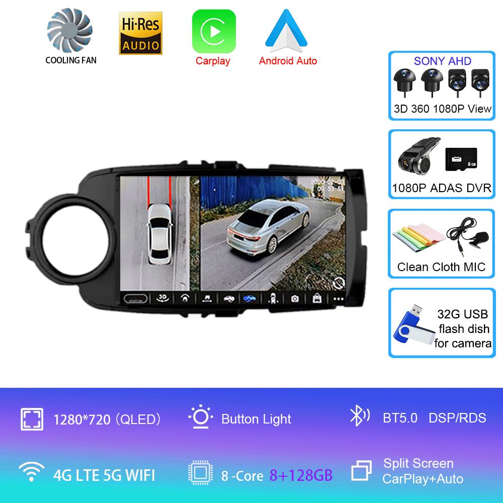 Car Radio Android 14 Carplay For Toyota Yaris 2012 2013 2014 2015 2016 2017 Navigation GPS Multimedia Player stereo wifi BT Auto