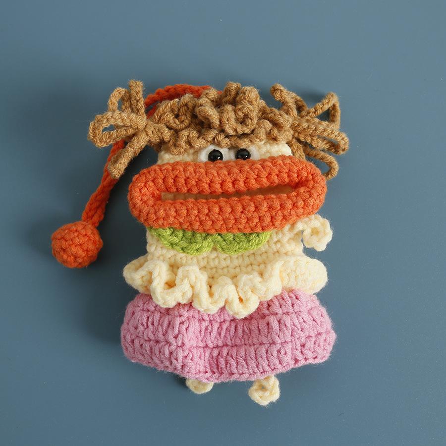 Забавные вязаные крючком брелоки Вязание Милая кукла с сосисочным ртом Держатель для ключей Полезная вязаная сумка для хранения Брелоки для автомобильных ключей Оптовая торговля