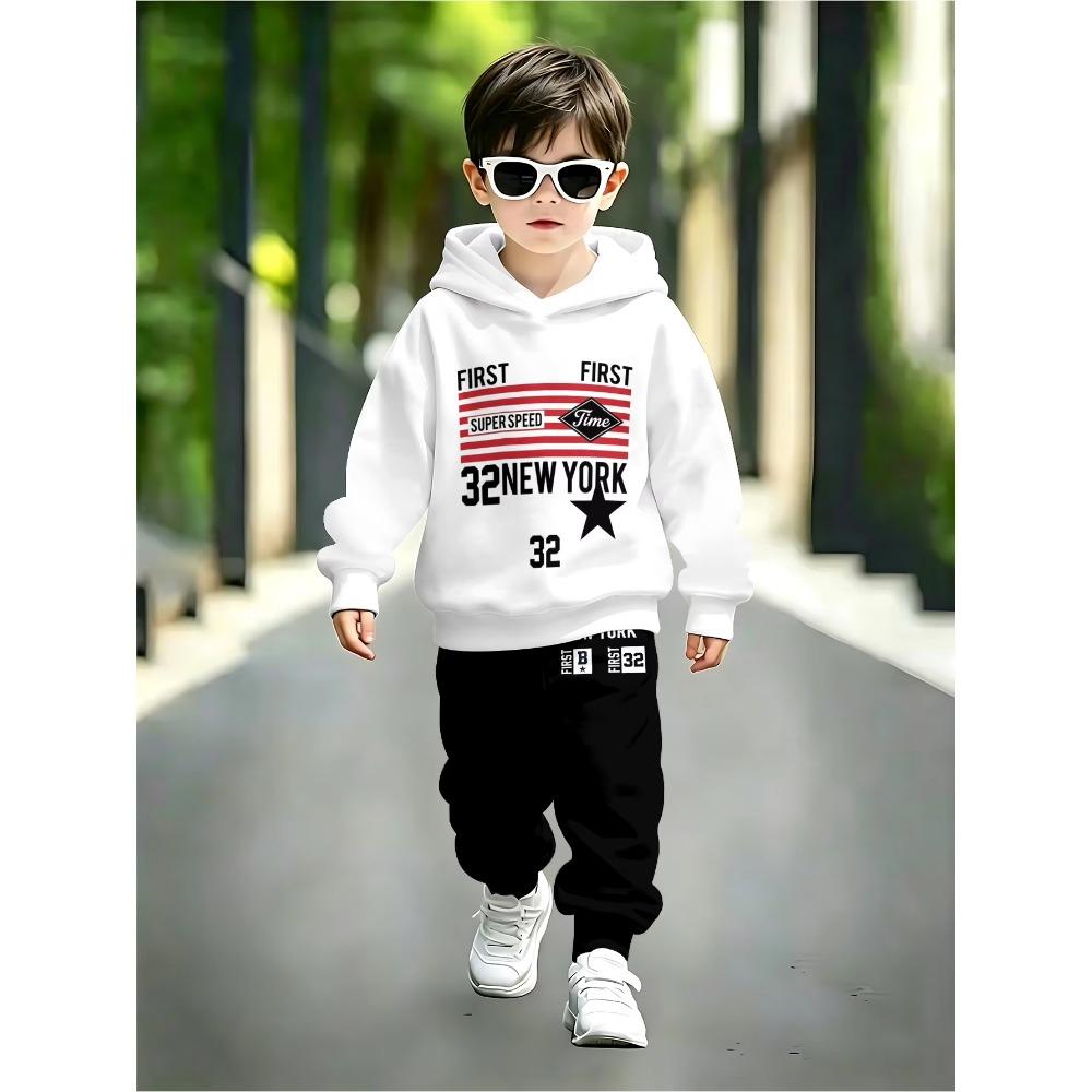 Boys' 2-Piece Hoodie Set for Autumn/Winter – Soft and Breathable – Casual Style – Suitable for Boys and Girls – Christmas Gift