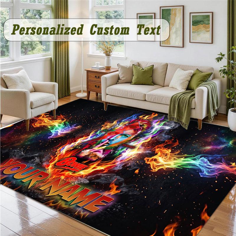 Crystal Velvet Square Rug Custom NameDavid Bowie Pattern Non Slip Home Floor Decor Rug