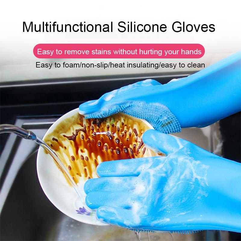 Многоразовые силиконовые хозяйственные перчатки, перчатки для мытья посуды со скребком, хозяйственные кухонные перчатки, ?Уход за животными