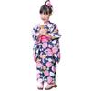 Yukata Kids Red and Yellow Hydrangeas On Navy Cotton Yukata Heko 110cm [Brilliant Piece] "Japanese Nadeshiko" Set, Background, 2-Piece Set, Yukata,