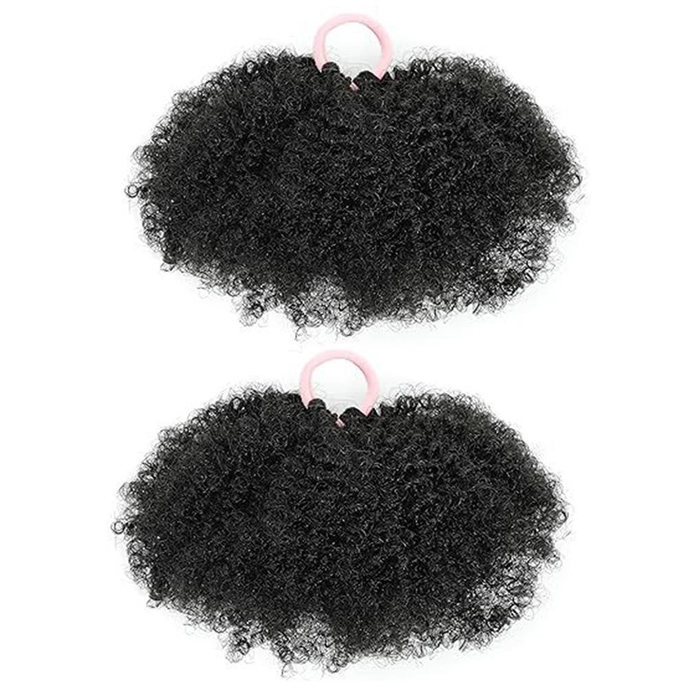 2 шт. Черный Мини Афро Кудрявые Кудрявые Волосы Пучок Эластичный Афро Пышный Конский Хвост Завязка Для Маленьких Девочек