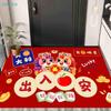 Красный коврик для двери на Китайский Новый год, Счастливый мультяшный ковер, Праздничный противоскользящий коврик для прихожей и гостиной
