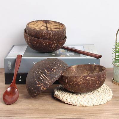 Чаша из натурального кокоса Деревянная посуда Чаша для фруктового салата, лапши и риса Креативная миска из скорлупы кокоса Кухонная декоративная посуда