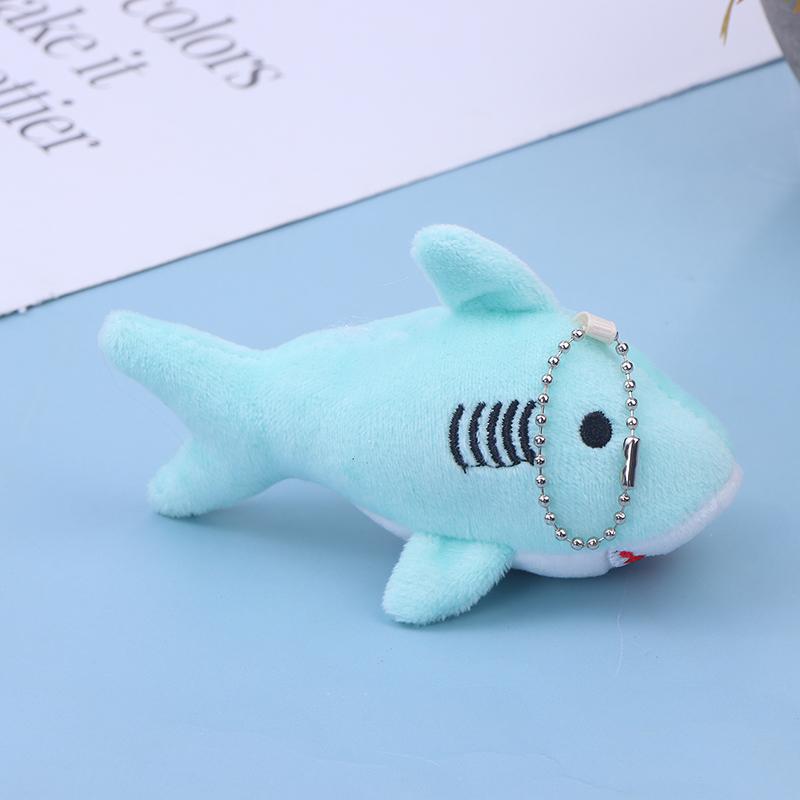 Cute Cartoon Stuffed Plush Shark Pendant Key Chain Ring Doll Toys For Kids Gifts