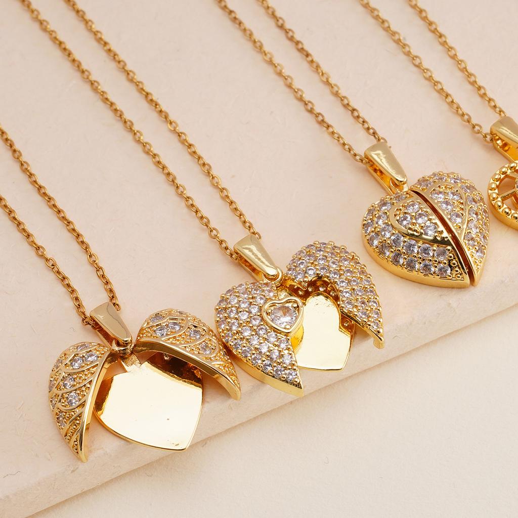 1pc Heart Angel Wings Openable Pendant Necklace Fashionable Cute Party Jewelry Valentine's Day Gift for Women Girls Mum