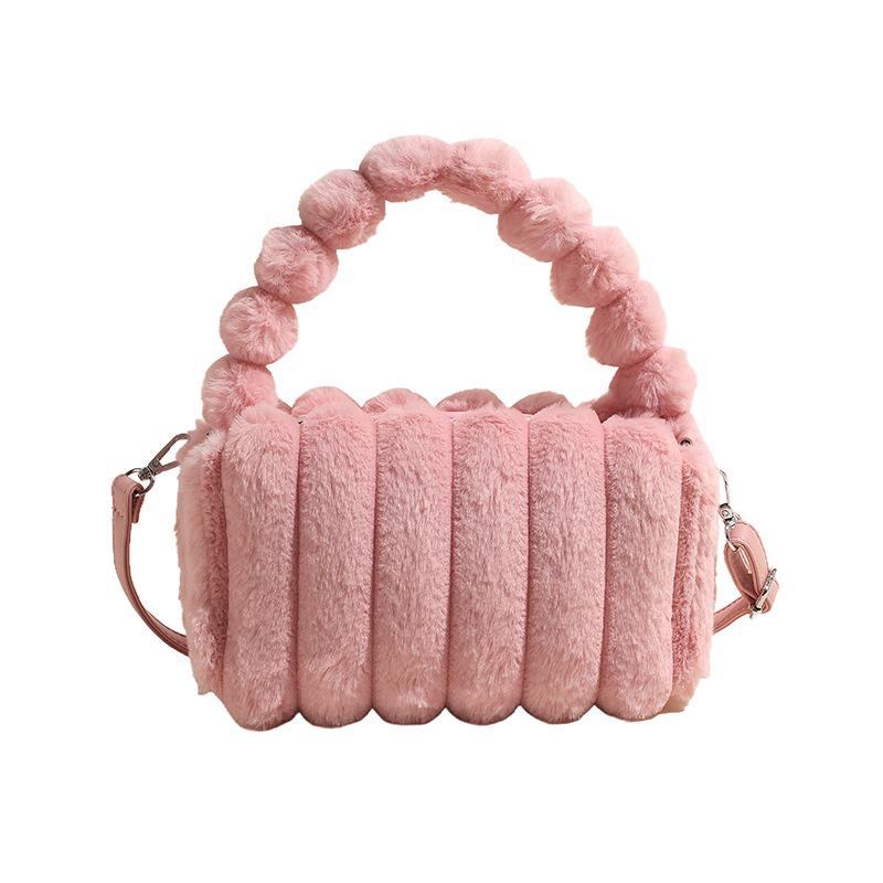 Plush Bag Women'S Simple Versatile Messenger Bag Fashion Casual Portable Plush Commuter Pillow Bag