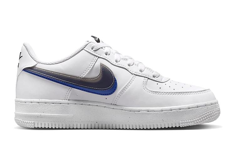 Nike Air Force 1 Low Impact Next Nature Двойной Свуш Белый Черный Синий GS FD0688-100