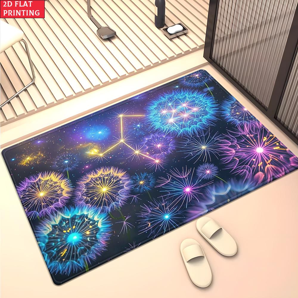 Aesthetic Butterfly Galaxy Floral Area Rug,Colorful Swirl Flower Carpet for Living Room, Boho Floor Mat for Bedroom Decor