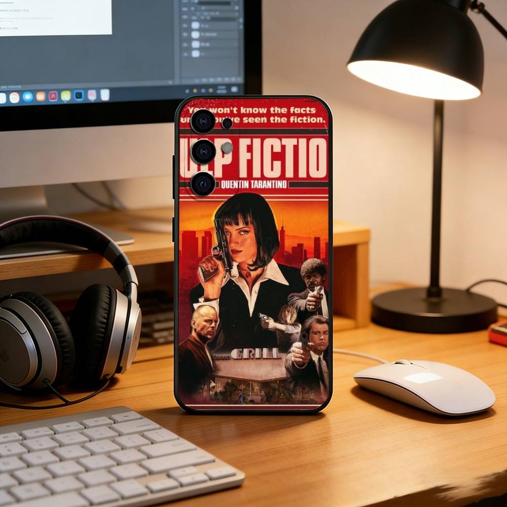 Чехол для телефона Pulp Fiction Черный Силиконовый Мягкий Для Samsung S25,S24,S21,S22,S23,S30,Ultra,S20,Plus,Fe,Lite