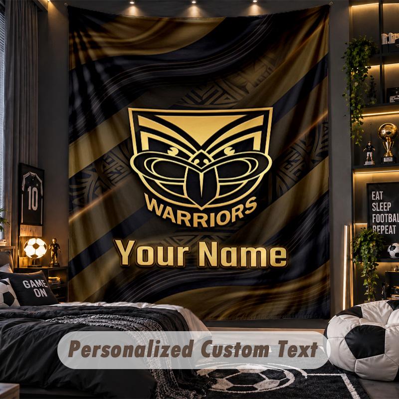 TapestryWigan Warriors Custom Name Text Personalized Wall Hanging Tapestry Home Wall Decor