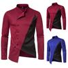 Men's Shirt Fashion Men's Shirt Casual New Retro Irregular Colour Blocking Long Sleeve Shirt
