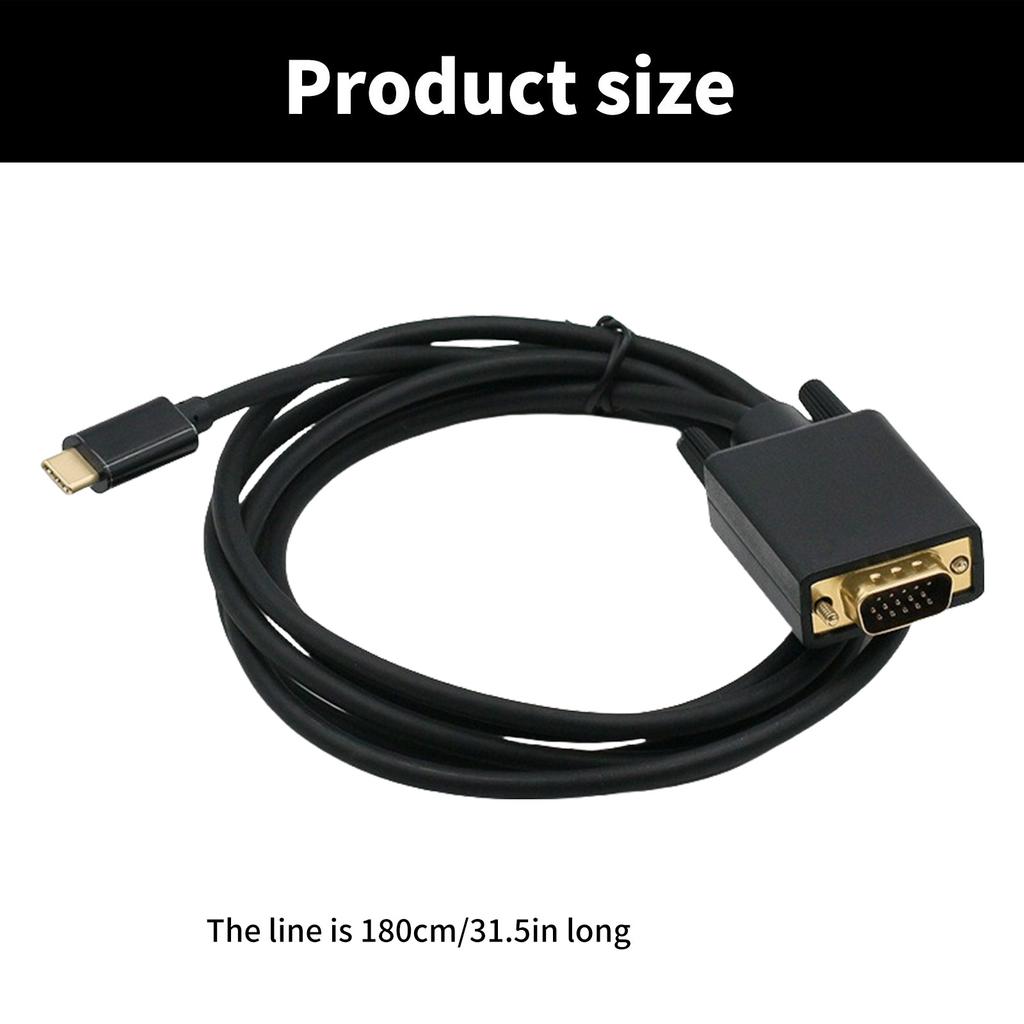 USB C To VGA Cable 31inch High Resolution Type C To VGA Male Converter Cable for Monitor and Projector