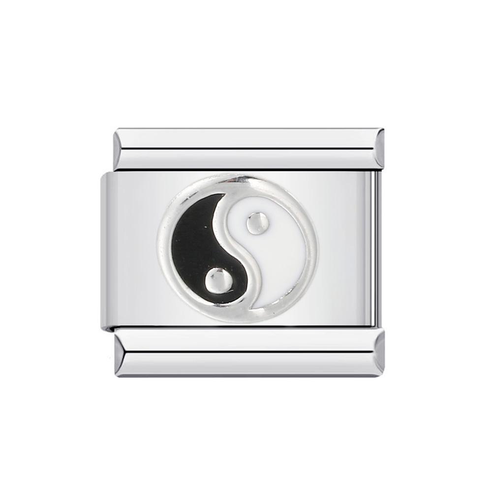 Глазурь черная 26 английских букв AZ итальянские звенья шарм подходит 9 мм нержавеющая сталь женщины мужчины браслет DIY изготовление ювелирных изделий