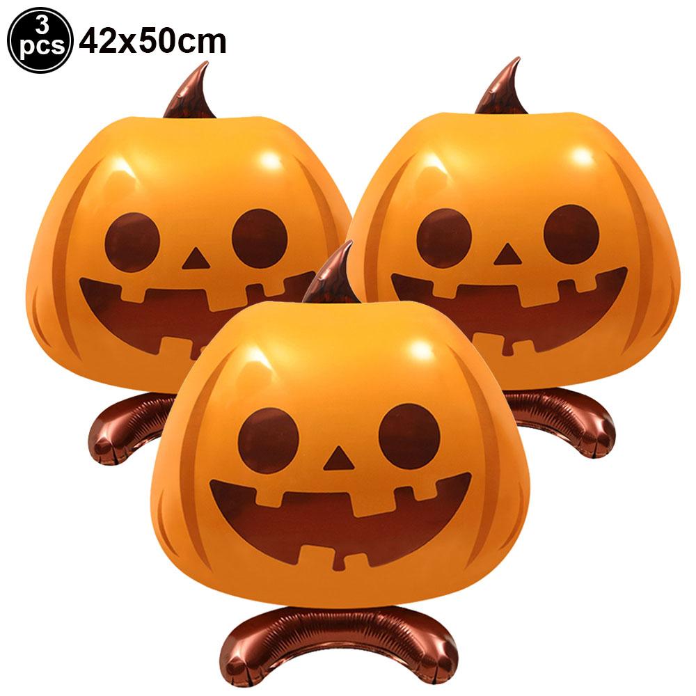Halloween Pumpkin Inflatable Aluminum Foil Balloon Standing Pumpkin Balloon Happy Halloween Party Decoration Supplies