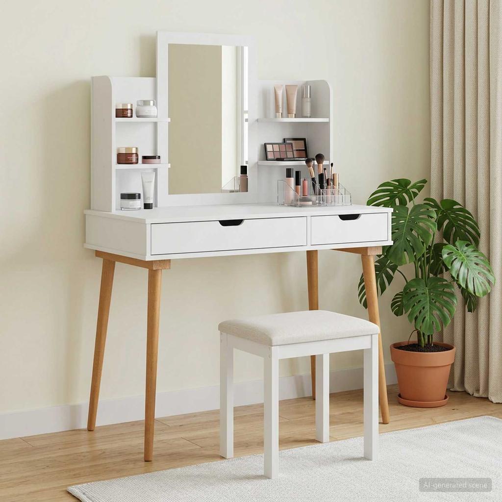 Dressing Table Set FAUSKE 4 pcs White 100 x 50 x 143 cm