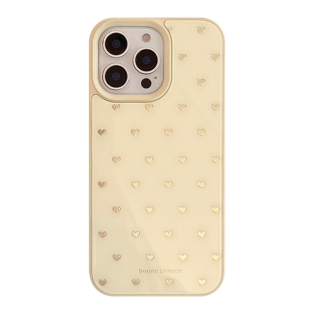 Золотистый Ins Little Love Apple 16 Чехол для мобильного телефона Подходит для iPhone16pro Max Нишевый 15 Стекло 13 Жесткий 12