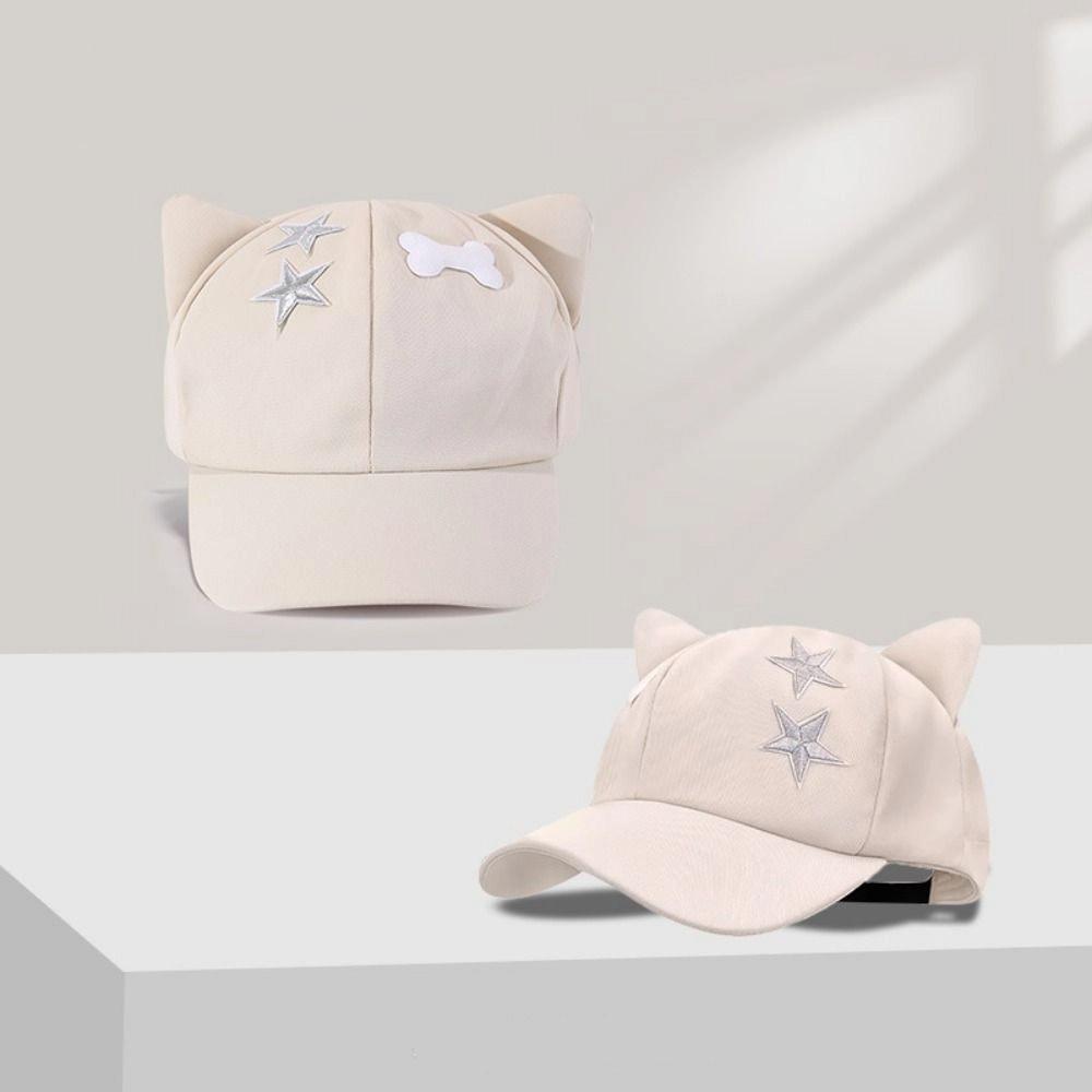 Кепка бейсболка Y2k с кошачьими ушками, милая кепка с козырьком, модная кепка со звездой, уличная одежда